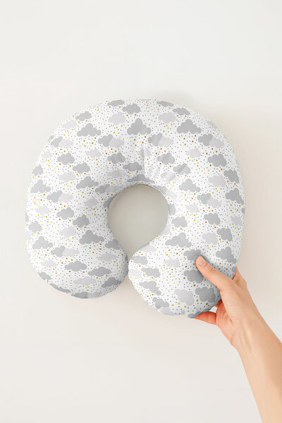 Evimde Bambaşka Βαμβακερό μαξιλάρι λαιμού με σχέδιο σύννεφο - Μοντέρνο μαξιλά...