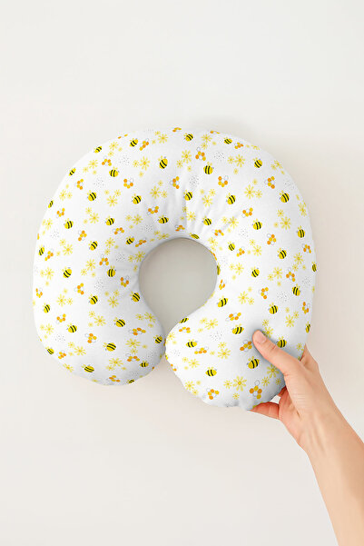 Evimde Bambaşka Pernă pentru gât din bumbac cu model de flori de albine - Per...