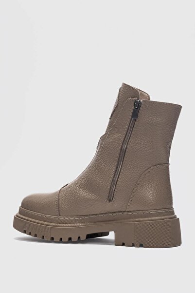 selin shoes Mena valódi bőr női csizma, tompa orrú, cipzáras kiegészítőkkel az elején - MINK