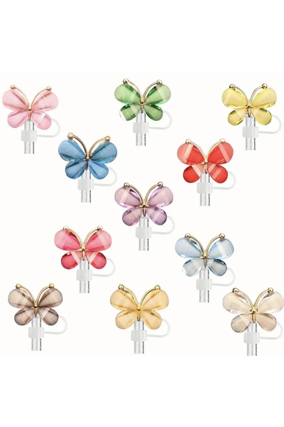 arredamento 1 Adet 30-40oz Termos Uyumlu Renkli Kelebek Şeklinde Pipet Tıpası