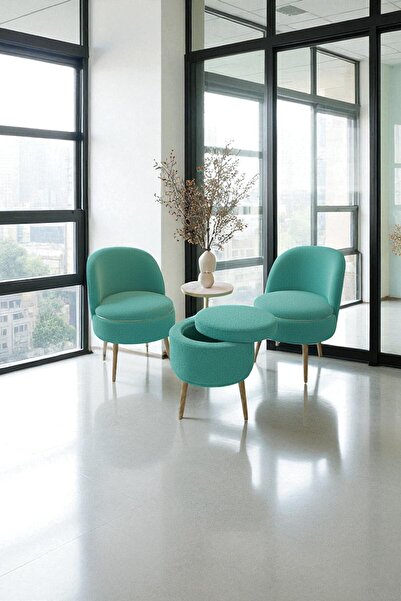 WoodyMaison Mindy Teddy Peluş Berjer ve Puf 3’lü Takım – Salon, Balkon ve Ofi...