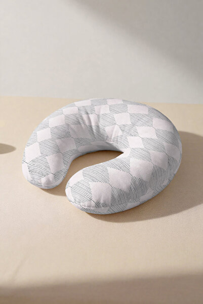 Evimde Bambaşka Pernă pentru gât din bumbac cu modele geometrice - Pernă de c...