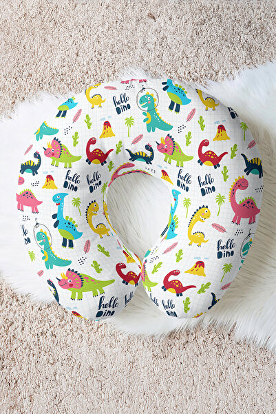 Evimde Bambaşka Pernă pentru gât cu tematică de dinozauri colorate - Pernă de...