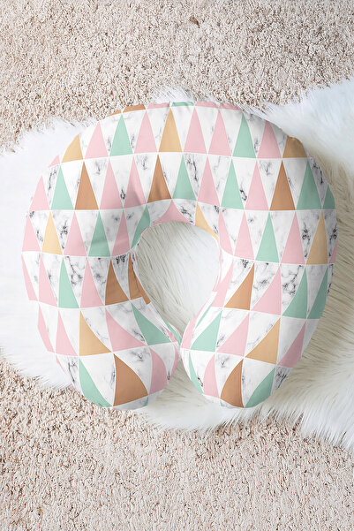 Evimde Bambaşka Pernă pentru gât cu model geometric pastel - Pernă de călător...