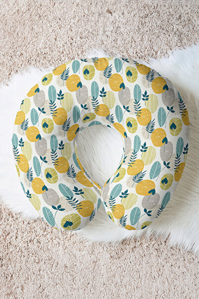 Evimde Bambaşka Pernă ergonomică pentru gât cu model botanic - Pernă de călăt...