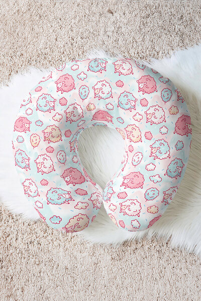 Evimde Bambaşka Pernă de gât din bumbac cu model de oaie drăguță - Pernă de c...