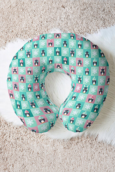Evimde Bambaşka Pernă pentru gât din bumbac cu model de pinguin - Pernă de că...
