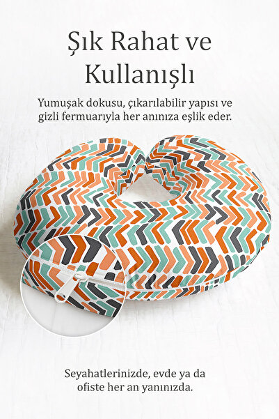 Evimde Bambaşka Šareni Zigzag Sa deznom Ergonomski Jastuk za Vrat - Moderni N...