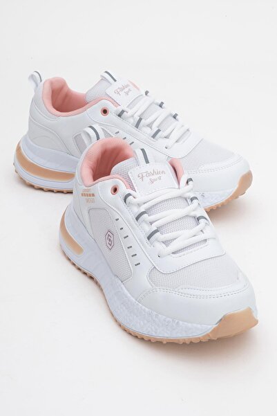 CCWAY AYAKKABI Pantofi sport anorak cu șireturi pentru femei WHITE POWDER