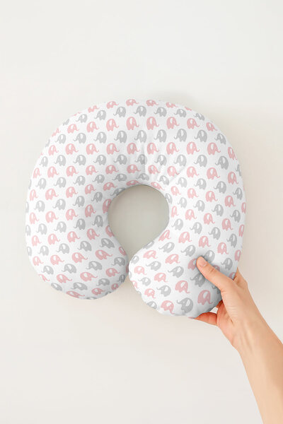 Evimde Bambaşka Pernă pentru gât din bumbac cu model elefant - Pernă de călăt...