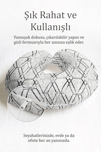 Evimde Bambaşka Geometrijski dezen Pamuk Jastuk za vrat - Moderni crni, sivi,...