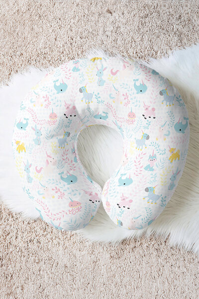 Evimde Bambaşka Pernă de călătorie moale din bumbac cu animale drăguțe de cul...