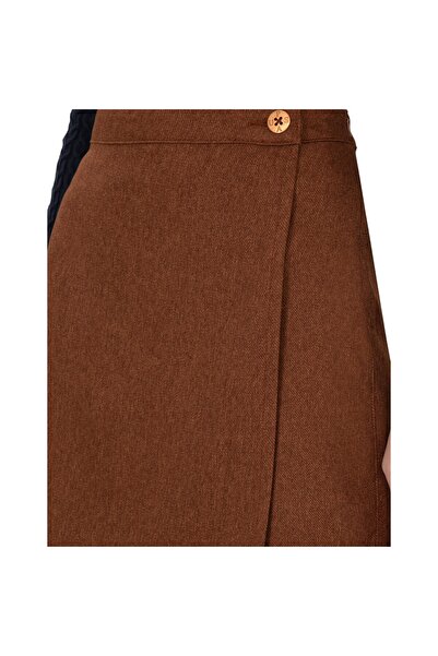 U.S. Polo Assn. Kadın Kahverengi Mini Boy Dokuma Şort Etek