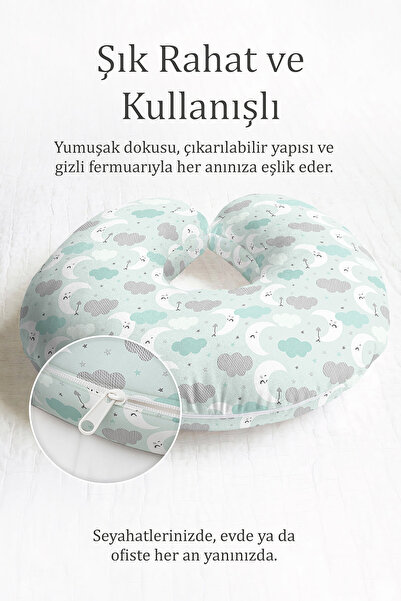 Evimde Bambaşka Moon And Cloud Sa deznom Pamuk Paket jastuka za vrat - Slatki...