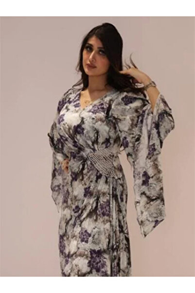 TREASUREISLAND Floral dress with crystal embellishment at the waist and pleated pleats