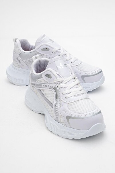 CCWAY AYAKKABI حذاء رياضي أنوراك نسائي باللون الأبيض والفضي