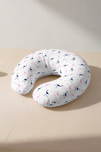 Evimde Bambaşka Pernă ergonomică pentru gât cu model flamingo - Pernă de călă...