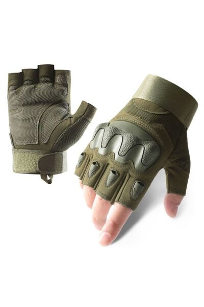 Hipolar Manusi Tactice fara degete, Armatura de Protectie Cauciuc, Respirabil...