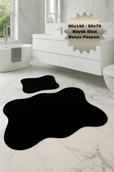 Bestekar Lina Чорний 80x140 - 50x70 Водостійкий шкіряний килимок для ванної к...
