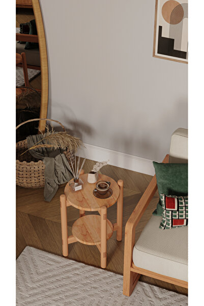 Quppa Home İskandinav Tarzı Masif Ağaç Zigon Sehpa, Yan Sehpa Qp-SH-555