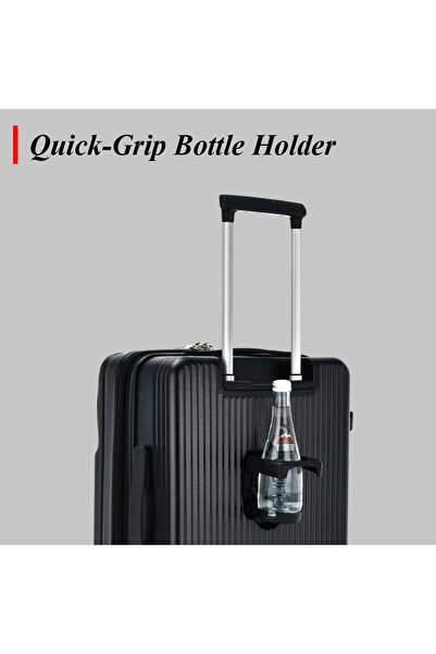 ZAAPPY Lightweight Hardshell Luggage 3Pcs Set, Front Opening Carry On Suitcase, Bottle Holder