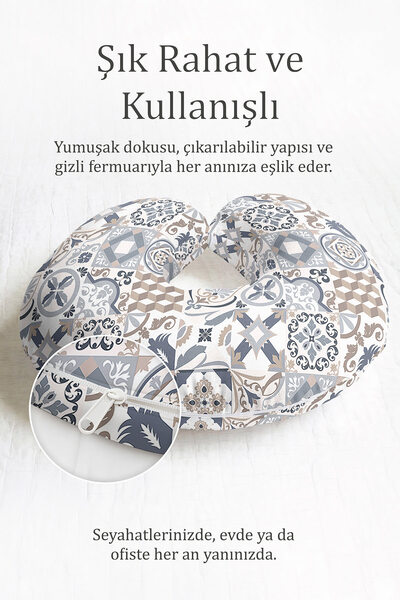 Evimde Bambaşka Folk Sa deznom Pamuk lu jastuk za vrat - vintage geometrijski...