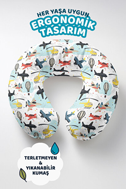 Evimde Bambaşka Ергономічна подушка для шиї з малюнком літака та повітряної к...