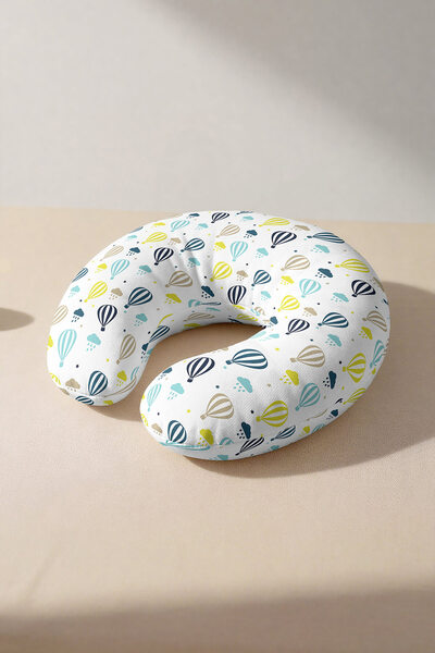 Evimde Bambaşka Pernă de gât din bumbac cu baloane colorate - Pernă de călăto...