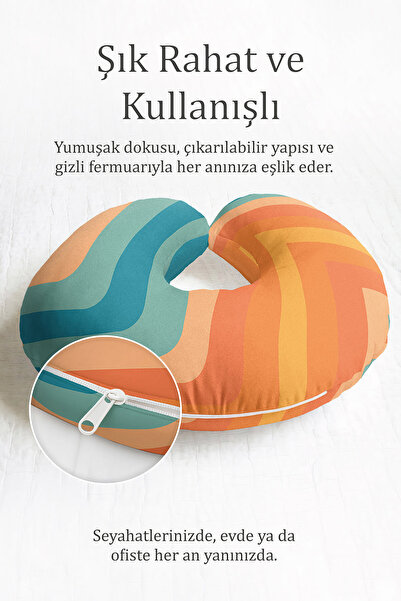 Evimde Bambaşka Retro šareni geometrijski ergonomski jastuk za vrat - talasas...