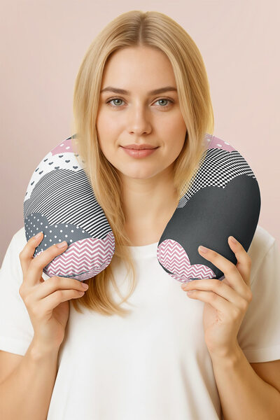 Evimde Bambaşka Pernă pentru gât din bumbac cu model mozaic - Pernă de călăto...