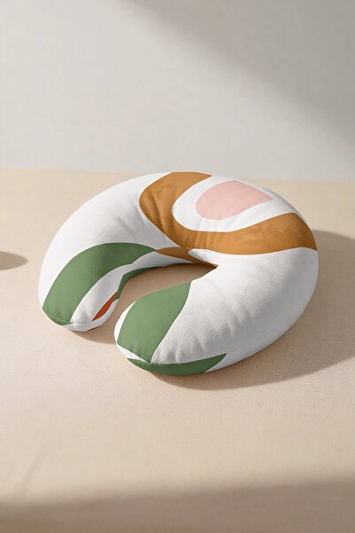 Evimde Bambaşka Abstract Colorful Minimalist Ergonomic Neck Pillow - Modern G...