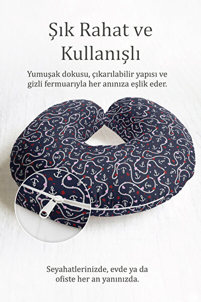 Evimde Bambaşka Sailor Anchor Sa deznom Ergonomski jastuk za vrat - Jastuk za...