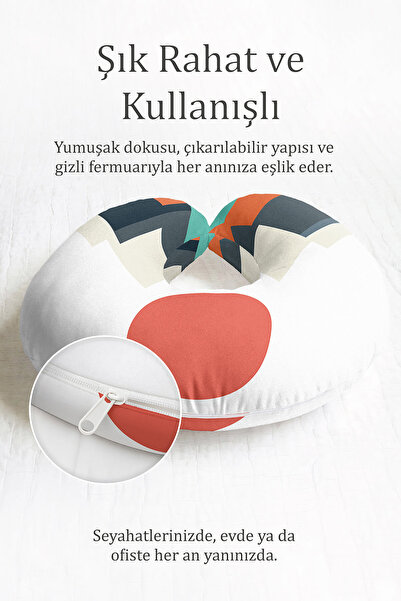 Evimde Bambaşka Minimalistički planinski jastuk za vrat Pamuk - Moderni geome...