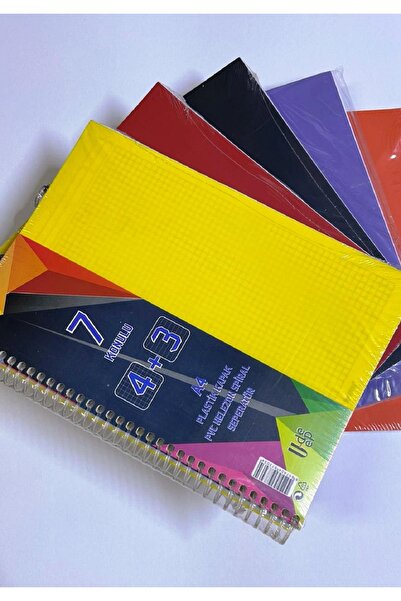 HOBBYRONS Ayraçlı Defter 4+3 Spiralli, 4 Kareli 3 Çizgili 175 Yaprak A4 Plast...