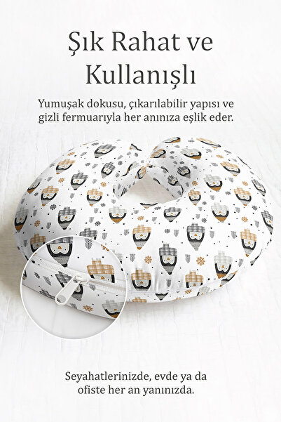 Evimde Bambaşka Jastuk za vrat Penguin Sa deznom Pamuk lu - Zimski tematski s...