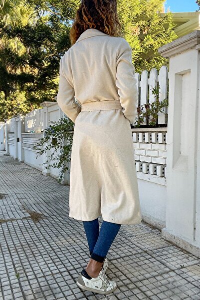 NEW LAVİVA Women's Unlined Belted Cashmere Coat with Pocket Detail 700-3310