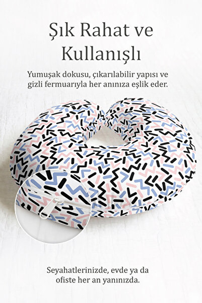 Evimde Bambaşka Geometrijski dezen Ergonomski jastuk za vrat - Moderni pastel...