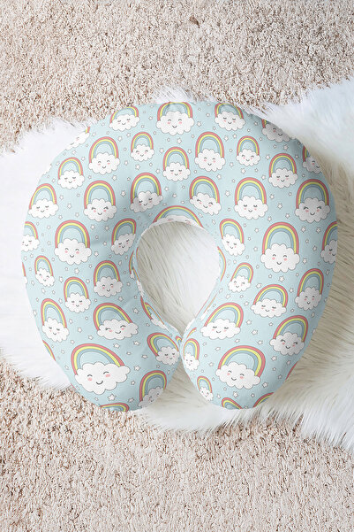 Evimde Bambaşka Pernă ergonomică pentru gât cu model drăguț de nor curcubeu -...