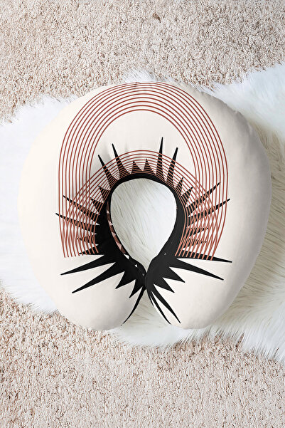 Evimde Bambaşka Geometric Modern Patterned Ergonomic Neck Pillow - Minimal Li...