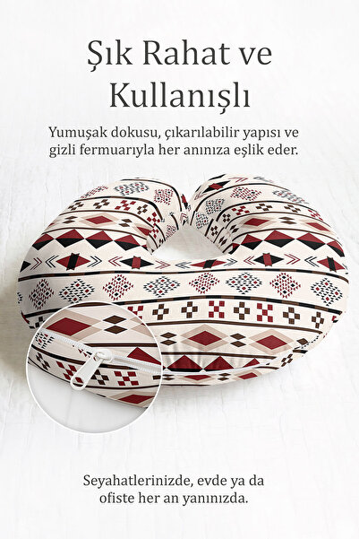 Evimde Bambaşka Etnički dezen Ergonomski jastuk za vrat - Moderni geometrijsk...