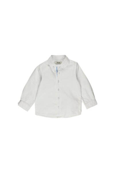 Panço Erkek Beyaz Dokuma Gömlek Yaka Gömlek