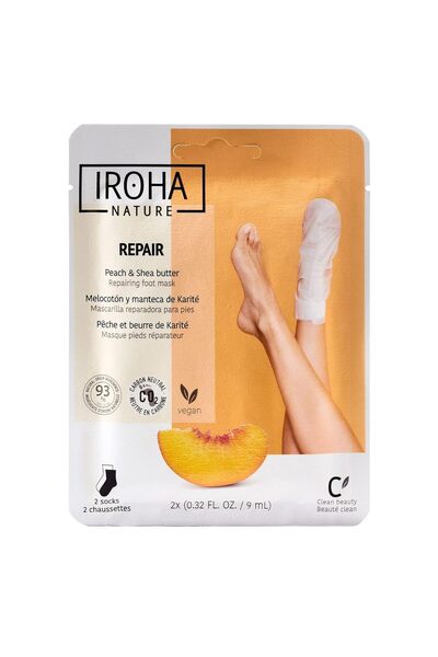 IROHA NATURE - Șosete reparatoare cu piersici și unt de shea | Hidratare prof...