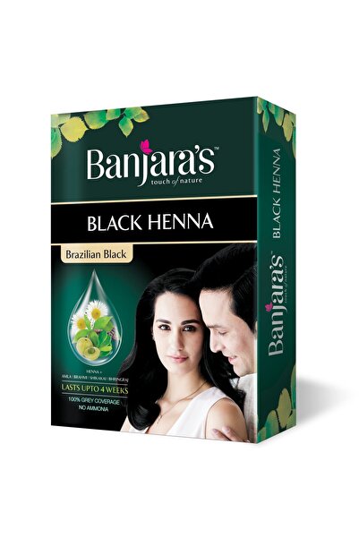 Banjara's حناء سوداء برازيلية سوداء 54 جم لون شعر أسود غني - بدون أمونيا