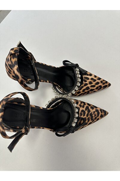 Shoes Leopar taş detaylı fıyonglu ayakkabı