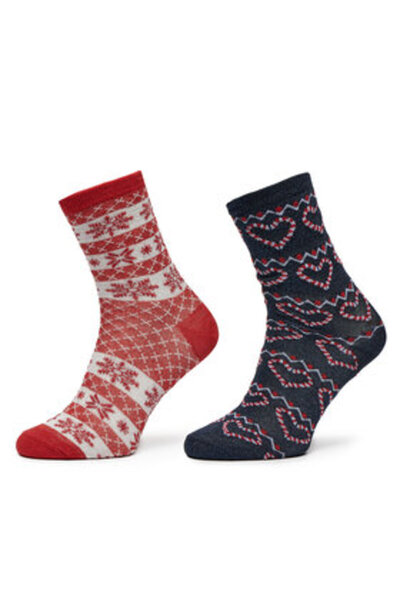 PIECES γυναικείο σετ με 2 ζευγάρια ψηλές κάλτσες 17143032 πολύχρωμες