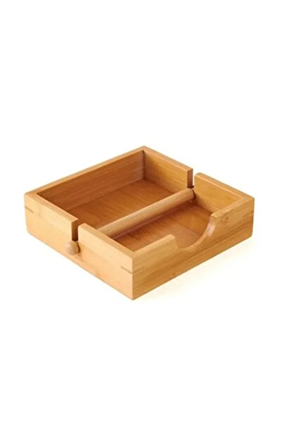 RİVO HOME DECOR Bamboo Square Napkin Holder 18X18 cm