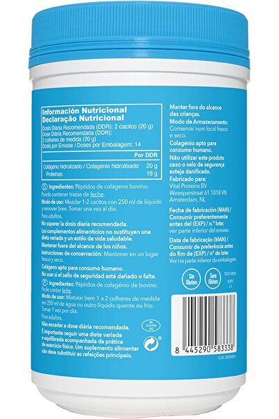 Vital Proteins Collagen Powder, Collagen Peptides from Pasture, Hydrolyzed Collagen, Unflavored, Ide