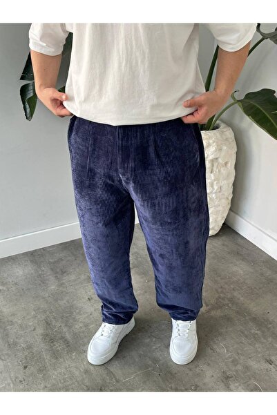 Gambocci Erkek Yüksek Bel Baggy Kadife Fitilli Pantolon