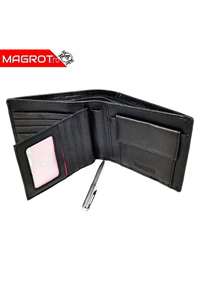 Magrot Men's black genuine leather wallet Hassion 623