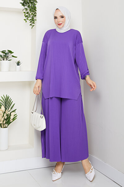 Asil Modest Piliseli Pantolonlu Kadın Takım